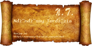Nánássy Terézia névjegykártya